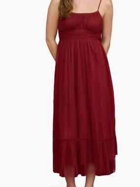 NWT M Blu Pepper Empire Waist Mesh Midi Dress